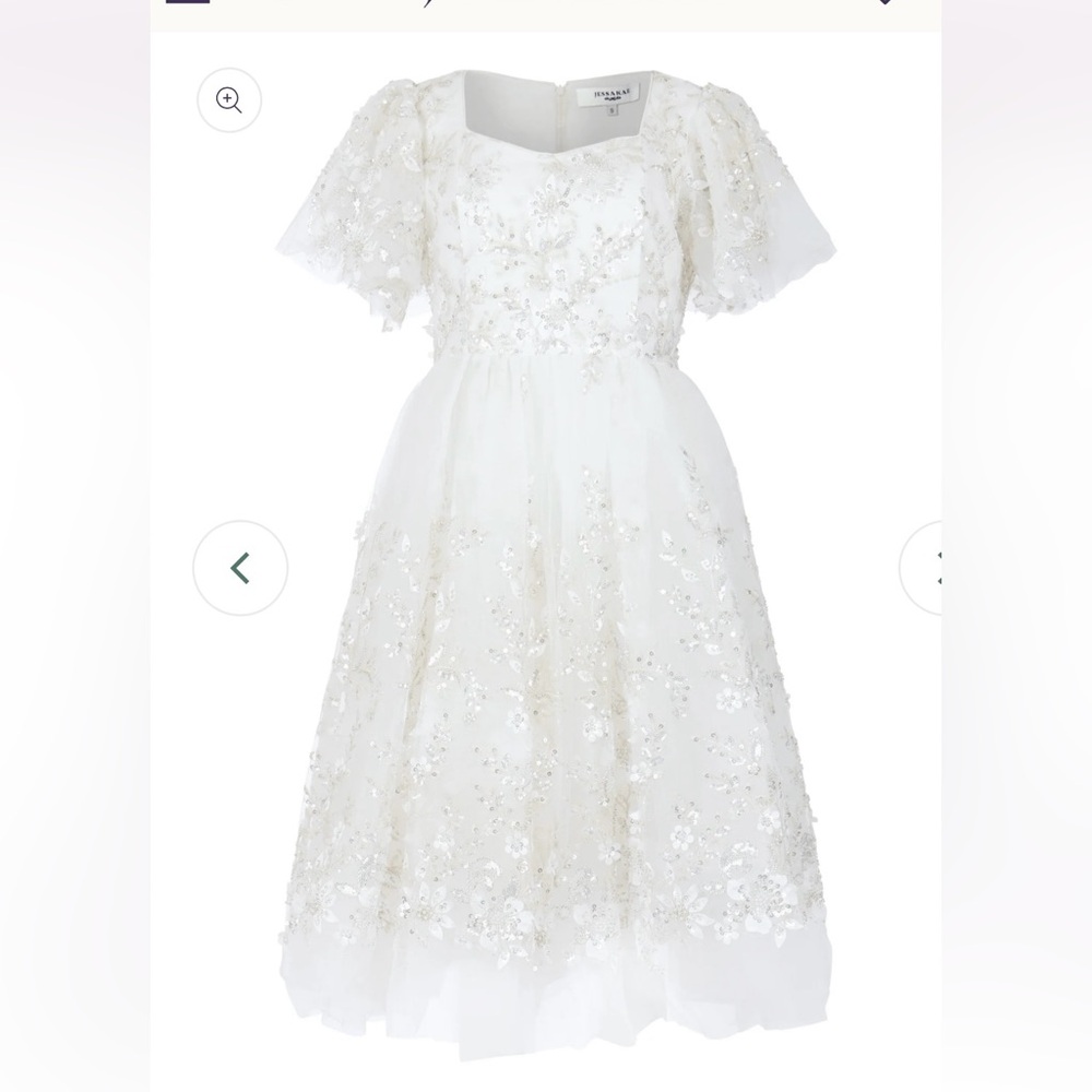 Elegant White Floral Embellished Dress